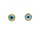 Load image into Gallery viewer, Kids Evil Eye Stud Earrings, 14k Solid Gold, MOP kids Earrings, Kids Jewelry, Gift for toddlers, girls and kids
