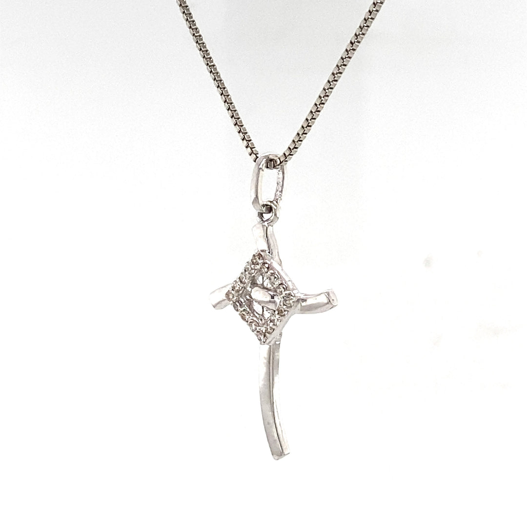 Cross Diamond Pendant in 14k Solid Gold, Natural Diamond Cross Necklace With Adjustable Chain, Communion Gift for her