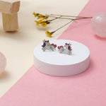 Load image into Gallery viewer, Kids Unicorn Diamond Stud Earrings, 14k Solid Gold With Pink Enameling, Natural Diamonds, Kids jewelry, Gift for toddlers, girls and kids
