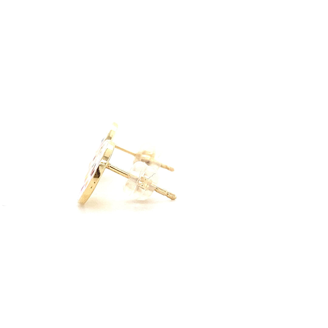 Kids Donut Diamond Stud Earrings, 14k Solid Gold With Enameling, Natural Diamonds, Kids jewelry, Gift for toddlers, girls and kids