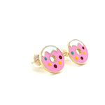 Load image into Gallery viewer, Kids Donut Diamond Stud Earrings, 14k Solid Gold With Enameling, Natural Diamonds, Kids jewelry, Gift for toddlers, girls and kids
