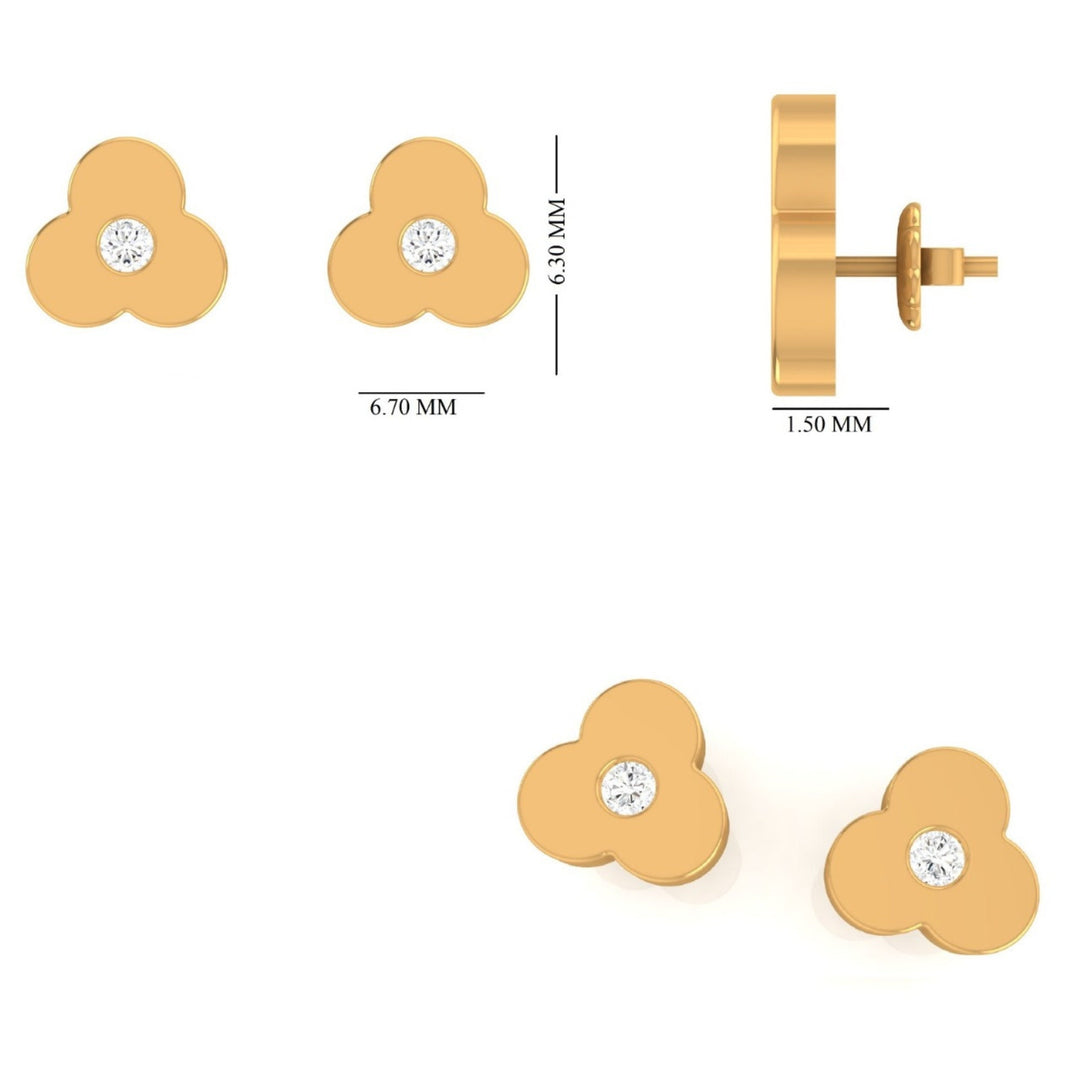 Kids Blossom Diamond Stud Earrings, 14k Solid Gold, Natural Diamonds, Kids Floral Jewelry, Gift for toddlers/girls/kids, Ready To Ship