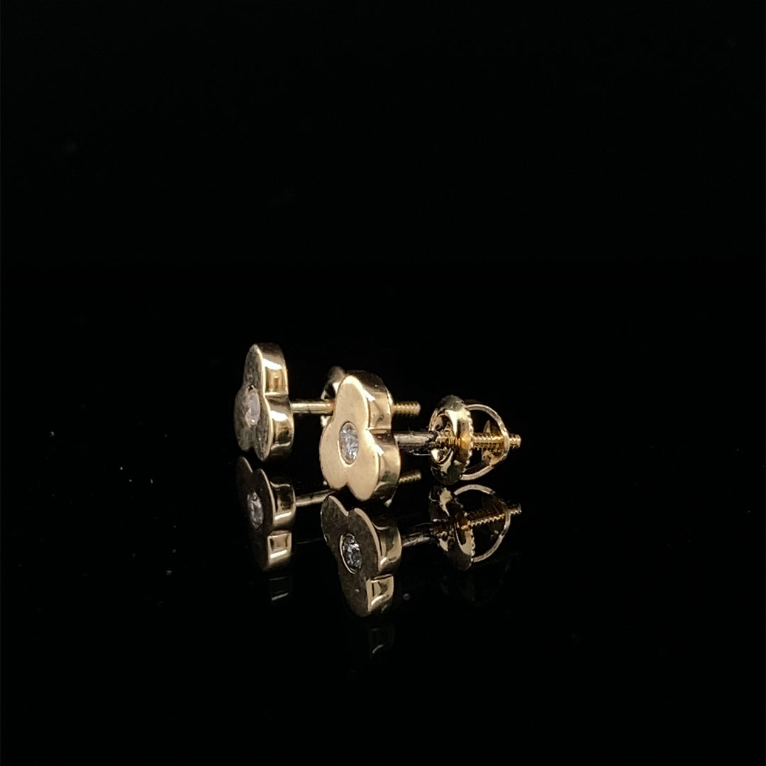 Kids Blossom Diamond Stud Earrings, 14k Solid Gold, Natural Diamonds, Kids jewelry, Gift for toddlers, girls and kids