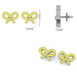 Load image into Gallery viewer, Kids Bowknot Diamond Stud Earrings, 14k Solid Gold With Enameling, Natural Diamonds, Kids jewelry, Gift for toddlers/girls, Ready To Ship
