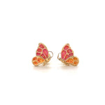 Load image into Gallery viewer, Kids Enameled Butterfly Diamond Stud Earrings, 14k Solid Gold, Natural Diamonds, Kids jewelry, Gift for toddlers, girls and kids
