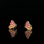 Load image into Gallery viewer, Kids Enameled Butterfly Diamond Stud Earrings, 14k Solid Gold, Natural Diamonds, Kids jewelry, Gift for toddlers, girls and kids
