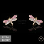 Load image into Gallery viewer, Kids Dragonfly Diamond Stud Earrings, 14k Solid Gold With Enameling, Natural Diamonds, Kids jewelry, Gift for toddlers, girls and kids
