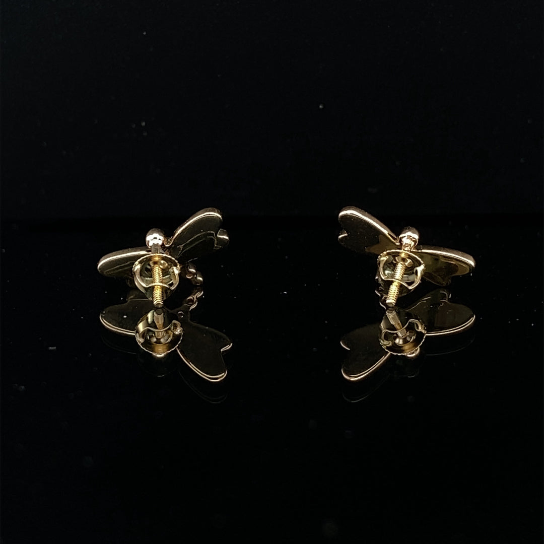 Kids Dragonfly Diamond Stud Earrings, 14k Solid Gold With Enameling, Natural Diamonds, Kids jewelry, Gift for toddlers, girls and kids
