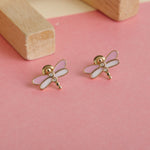 Load image into Gallery viewer, Kids Dragonfly Diamond Stud Earrings, 14k Solid Gold With Enameling, Natural Diamonds, Kids jewelry, Gift for toddlers, girls and kids
