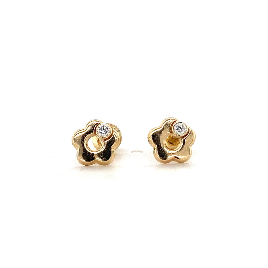 Kids Flower Diamond Stud Earrings, 14k Solid Gold, Natural Diamonds, Kids jewelry, Gift for toddlers, girls, and kids