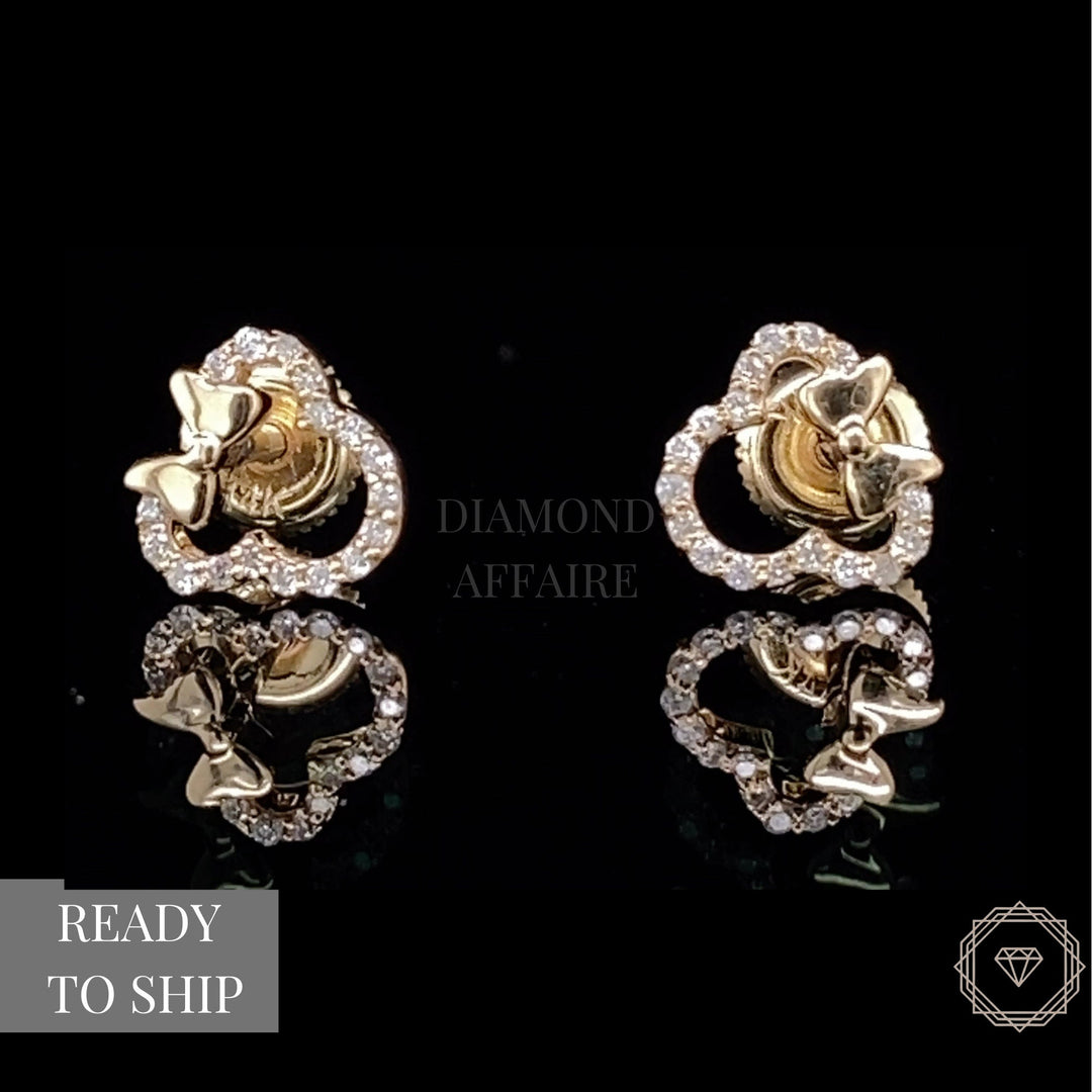 Kids Minnie Mouse Diamond Stud Earrings, 14k Solid Gold, Natural Diamonds, Kids jewelry, Gift for toddlers, girls and kids