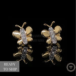 Load image into Gallery viewer, Kids Butterfly Diamond Stud Earrings, 14k Solid Gold, Natural Diamonds, Kids Jewelry, Gift for toddlers, girls and kids
