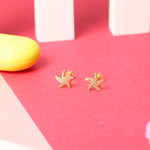 Load image into Gallery viewer, Kids Starfish Diamond Stud Earrings, 14k Solid Gold, Natural Diamonds, Kids jewelry, Gift for toddlers, girls and kids
