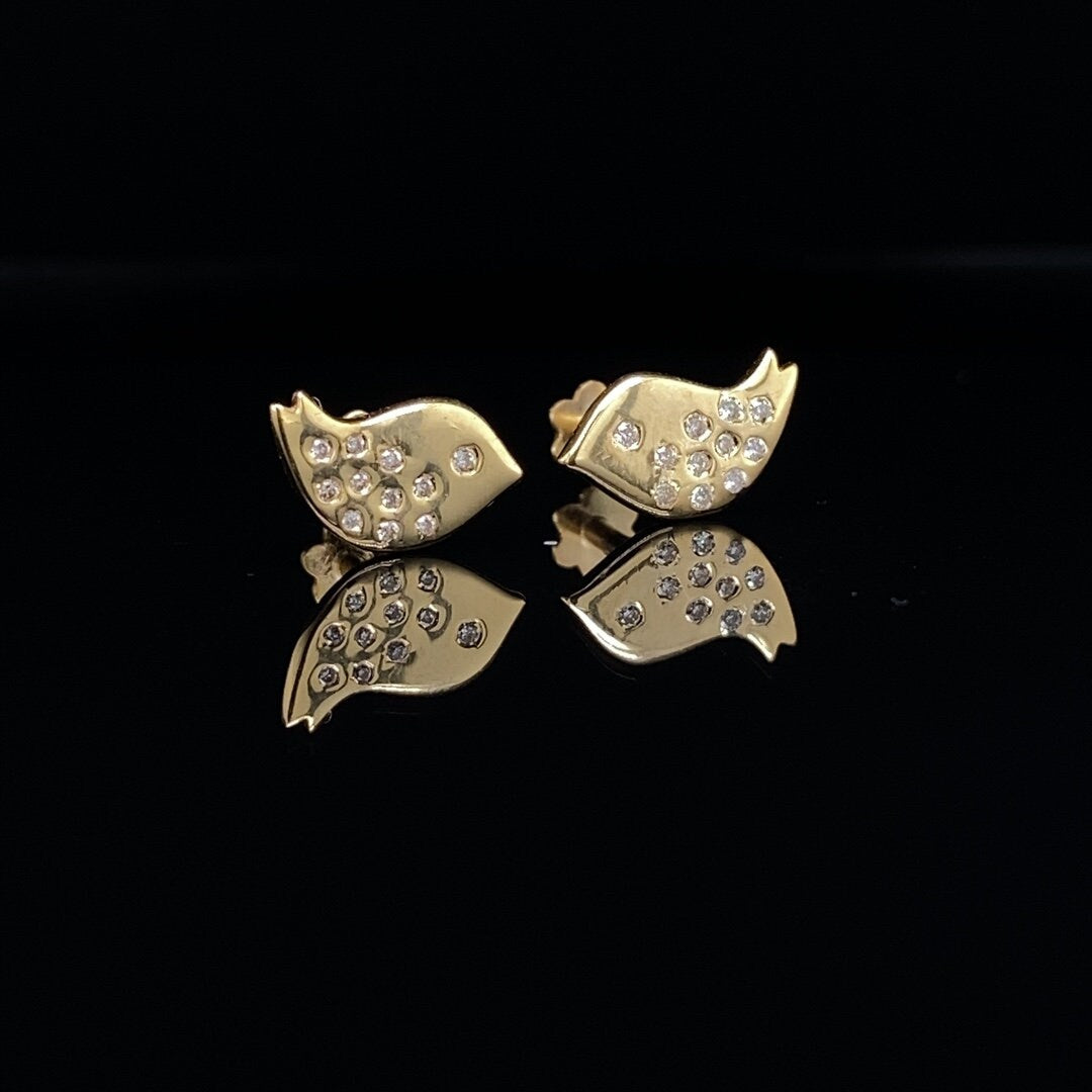 Kids Bird Diamond Stud Earrings, 14k Solid Gold, Natural Diamonds, Kids jewelry, Gift for toddlers, girls and kids