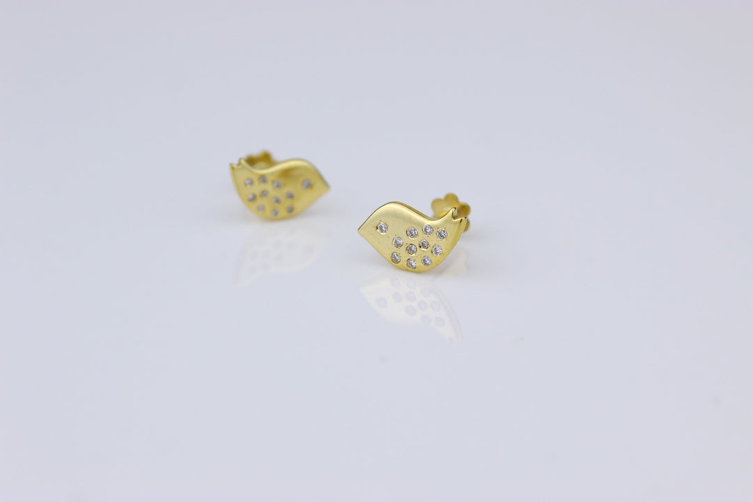 Kids Bird Diamond Stud Earrings, 14k Solid Gold, Natural Diamonds, Kids jewelry, Gift for toddlers, girls and kids