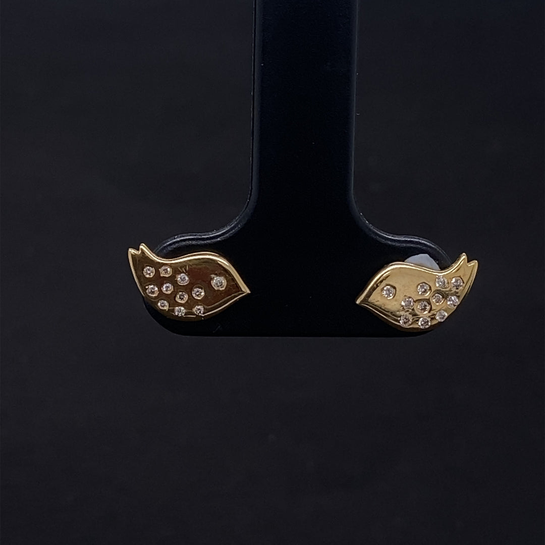 Kids Bird Diamond Stud Earrings, 14k Solid Gold, Natural Diamonds, Kids jewelry, Gift for toddlers, girls and kids