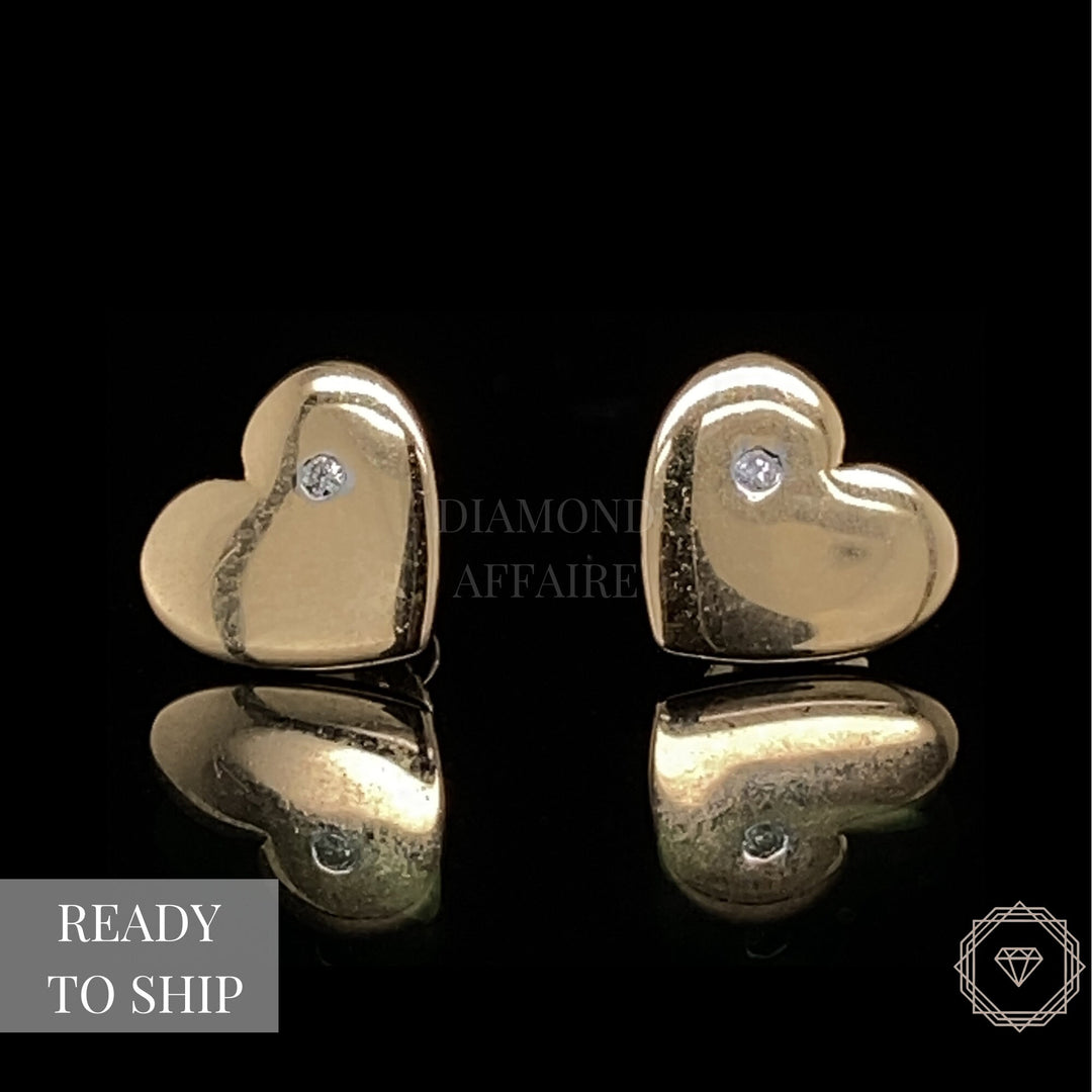 Kids Heart Diamond Stud Earrings, 14k Solid Gold, Natural Diamonds, Kids jewelry, Gift for toddlers, girls and kids