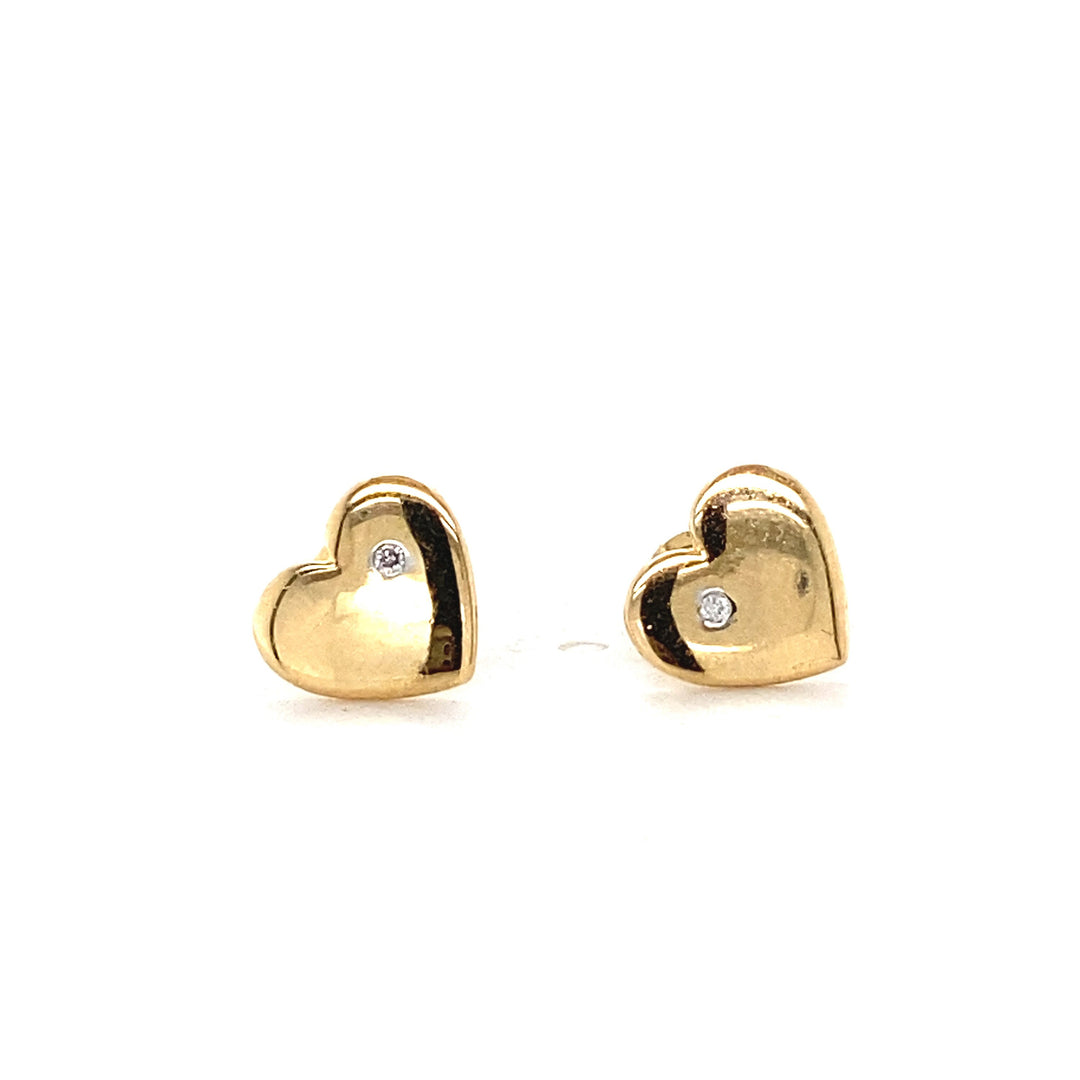 Kids Heart Diamond Stud Earrings, 14k Solid Gold, Natural Diamonds, Kids jewelry, Gift for toddlers, girls and kids