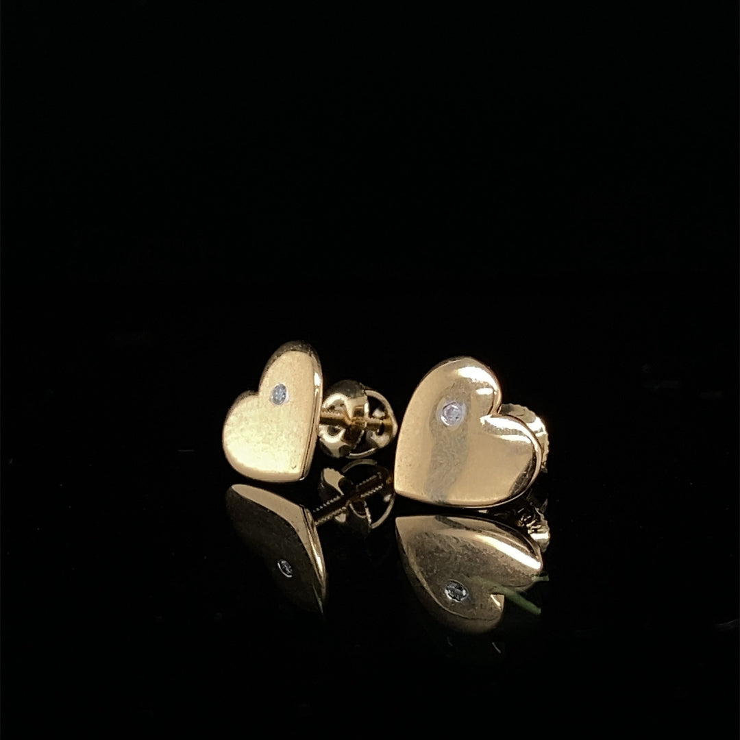 Kids Heart Diamond Stud Earrings, 14k Solid Gold, Natural Diamonds, Kids jewelry, Gift for toddlers, girls and kids