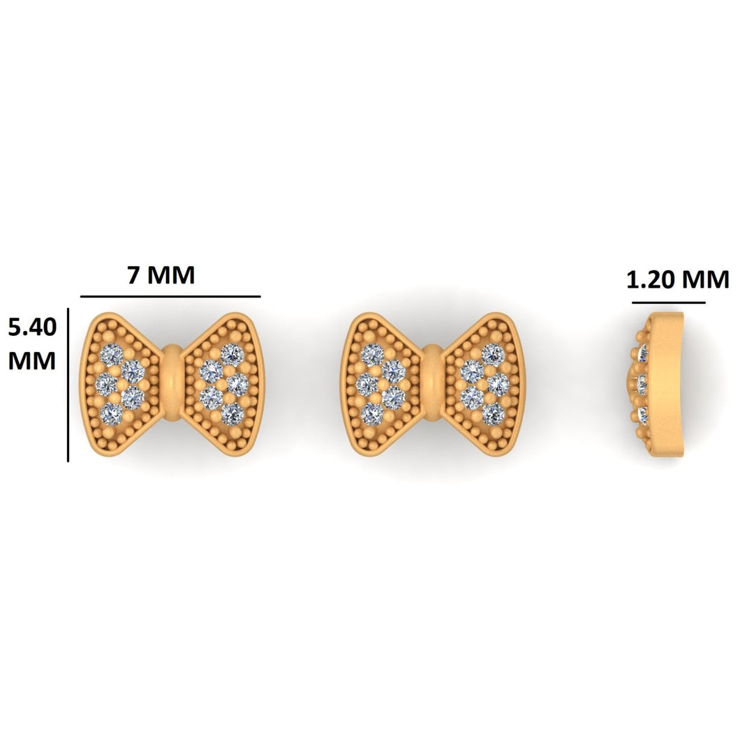 Kids Bow Diamond Stud Earrings, 14k Solid Gold, Natural Diamonds, Kids Ribbon jewelry, Gift for toddlers/girls/kids, Ready To Ship