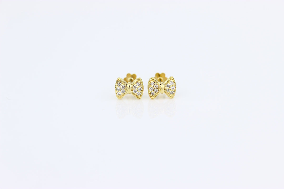 Kids Bow Diamond Stud Earrings, 14k Solid Gold, Natural Diamonds, Kids jewelry, Gift for toddlers, girls and kids