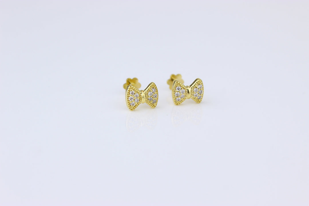 Kids Bow Diamond Stud Earrings, 14k Solid Gold, Natural Diamonds, Kids jewelry, Gift for toddlers, girls and kids