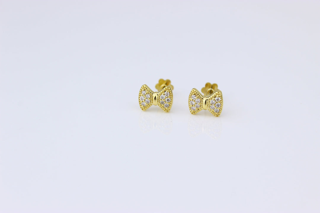 Kids Bow Diamond Stud Earrings, 14k Solid Gold, Natural Diamonds, Kids jewelry, Gift for toddlers, girls and kids