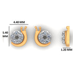 Load image into Gallery viewer, Kids Snail Diamond Stud Earrings, 14k Solid Gold, Natural Diamonds, Kids jewelry, Gift for toddlers/girls/kids, Ready To Ship
