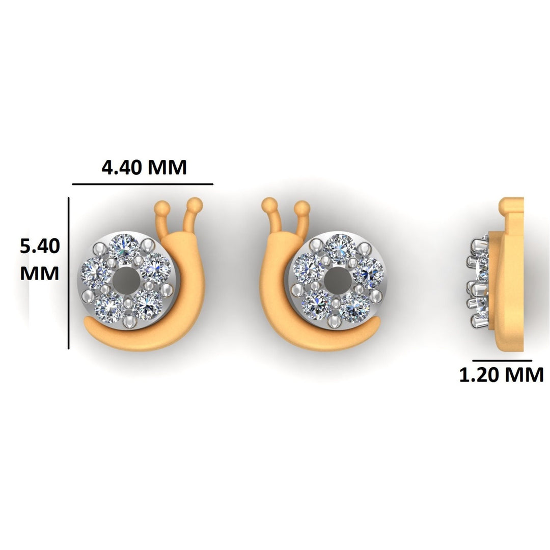 Kids Snail Diamond Stud Earrings, 14k Solid Gold, Natural Diamonds, Kids jewelry, Gift for toddlers/girls/kids, Ready To Ship