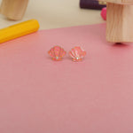 Load image into Gallery viewer, Kids Seashell Diamond Stud Earrings, 14k Solid Gold With Enameling, Natural Diamonds, Kids jewelry, Gift for toddlers, girls and kids
