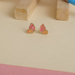 Load image into Gallery viewer, Kids Enameled Butterfly Diamond Stud Earrings, 14k Solid Gold, Natural Diamonds, Kids jewelry, Gift for toddlers, girls and kids
