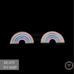 Load image into Gallery viewer, Kids Rainbow Diamond Stud Earrings, 14k Solid Gold With Enameling, Natural Diamonds, Kids jewelry, Gift for toddler, girls and kids
