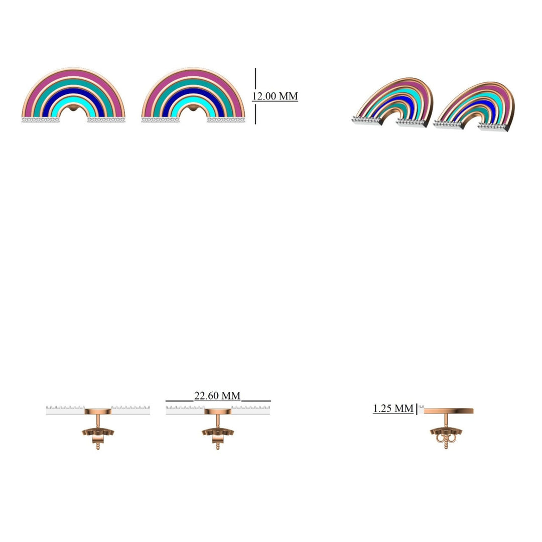 Kids Rainbow Diamond Stud Earrings, 14k Solid Gold With Enameling, Natural Diamonds, Kids jewelry, Gift for toddlers/girls/kids