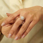 Load image into Gallery viewer, IGI Certified 1.5ct Lab-grown Solitaire Flower Diamond Ring: 14K Solid Gold Cluster Set Engagement Ring
