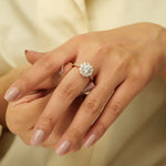 Load image into Gallery viewer, IGI Certified 1.5ct Lab-grown Solitaire Flower Diamond Ring: 14K Solid Gold Cluster Set Engagement Ring
