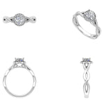 Load image into Gallery viewer, IGI Certified Lab grown Solitaire Halo Diamond Ring: 14K Solid Gold Bridal Twisted Band Ring
