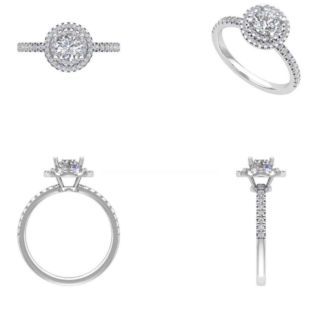 IGI Certified 0.70ct Lab grown Solitaire Halo Diamond ring: 14K Solid Gold Promise Wedding Ring