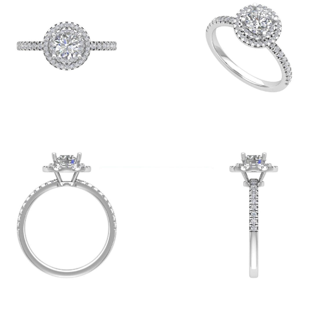 IGI Certified 0.70ct Lab grown Solitaire Halo Diamond ring: 14K Solid Gold Promise Wedding Ring