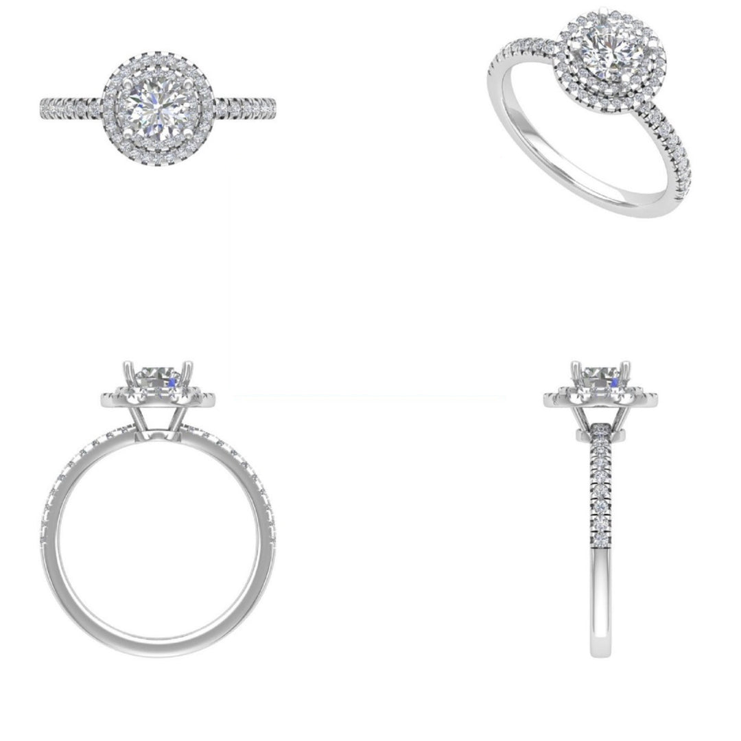 IGI Certified 0.70ct Lab grown Solitaire Halo Diamond ring: 14K Solid Gold Promise Wedding Ring