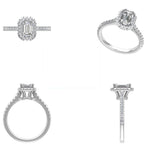 Load image into Gallery viewer, IGI Certified Emerald Cut Lab Grown Solitaire Diamond Ring: 14K Solid Gold Halo Engagement Ring
