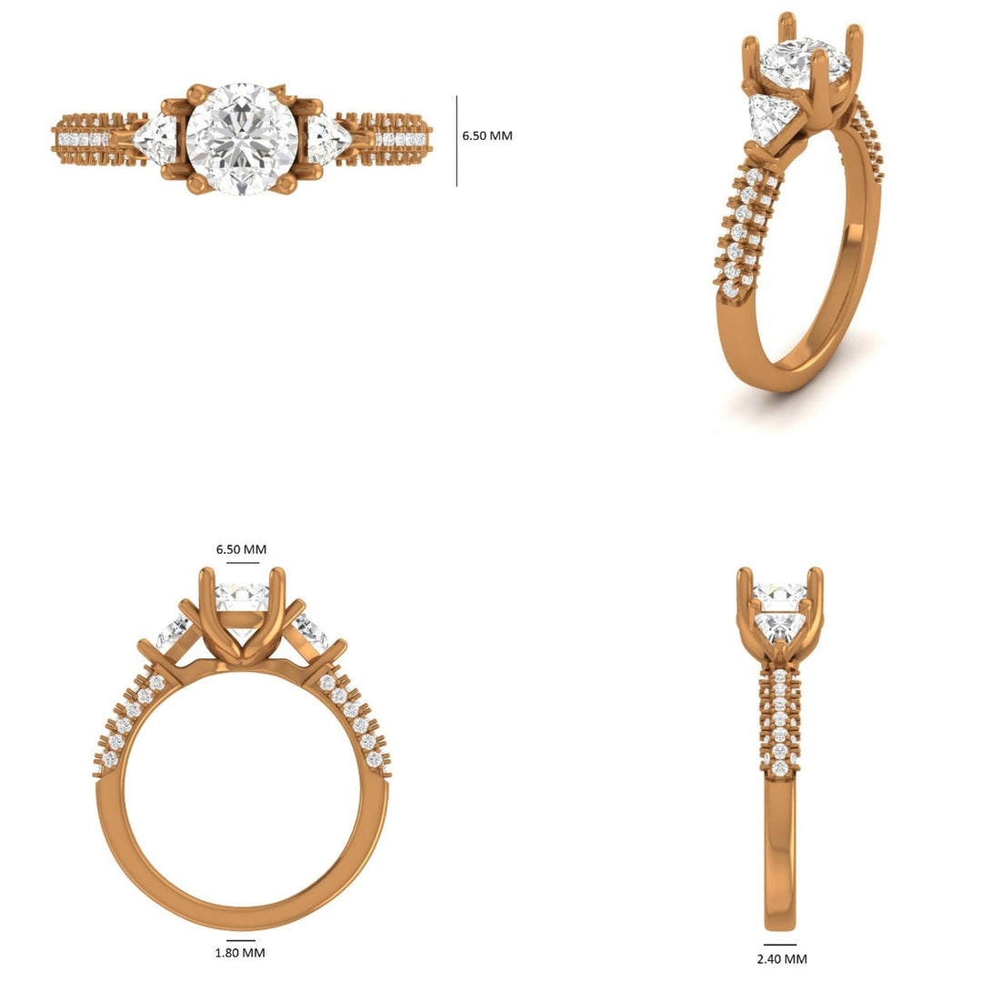 IGI Certified Round Solitaire Lab grown diamond ring: 14K Solid Gold Trillion Engagement Ring, Wedding Ring