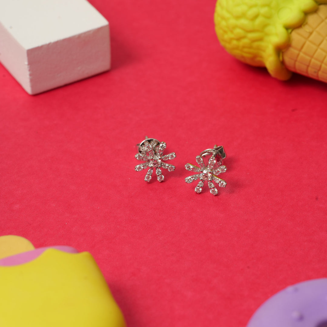 Kids Snowflake Diamond Stud Earrings, 18k Solid Gold, Natural Diamonds, Kids jewelry, Gift for toddlers, girls and kids
