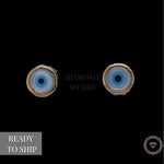 Load image into Gallery viewer, Kids Evil Eye Stud Earrings, 14k Solid Gold, MOP kids Earrings, Kids Jewelry, Gift for toddlers, girls and kids
