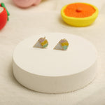 Load image into Gallery viewer, Kids Cone Ice Cream Diamond Stud Earrings, 14k Solid Gold With Enameling, Natural Diamonds, Kids jewelry, Gift for toddlers, girls and kids
