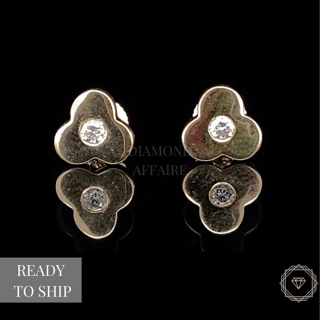 Kids Blossom Diamond Stud Earrings, 14k Solid Gold, Natural Diamonds, Kids jewelry, Gift for toddlers, girls and kids