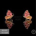 Load image into Gallery viewer, Kids Enameled Butterfly Diamond Stud Earrings, 14k Solid Gold, Natural Diamonds, Kids jewelry, Gift for toddlers, girls and kids
