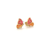 Load image into Gallery viewer, Kids Enameled Butterfly Diamond Stud Earrings, 14k Solid Gold, Natural Diamonds, Kids jewelry, Gift for toddlers, girls and kids
