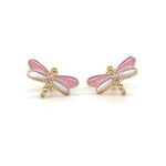 Load image into Gallery viewer, Kids Dragonfly Diamond Stud Earrings, 14k Solid Gold With Enameling, Natural Diamonds, Kids jewelry, Gift for toddlers, girls and kids
