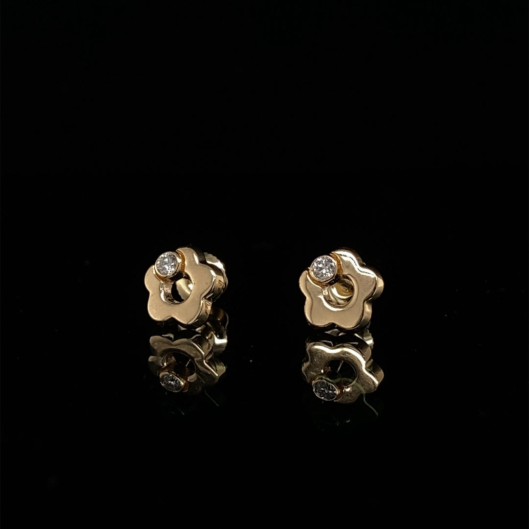 Kids Flower Diamond Stud Earrings, 14k Solid Gold, Natural Diamonds, Kids jewelry, Gift for toddlers, girls, and kids