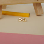 Load image into Gallery viewer, Kids Flower Diamond Stud Earrings, 14k Solid Gold, Natural Diamonds, Kids jewelry, Gift for toddlers, girls, and kids
